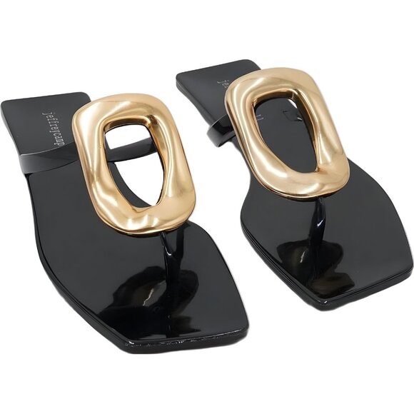 Jeffrey Campbell Linques-J Black Gold Sandals US 8M EU 39 - Picture 1 of 6